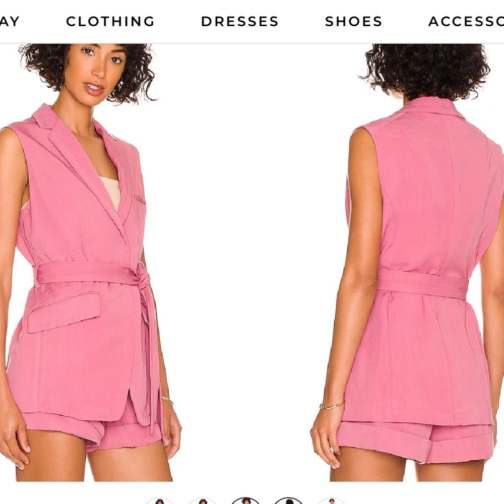 RAG & BONE Margot sleeveless blazer self tying belt front button blush pink sz4
